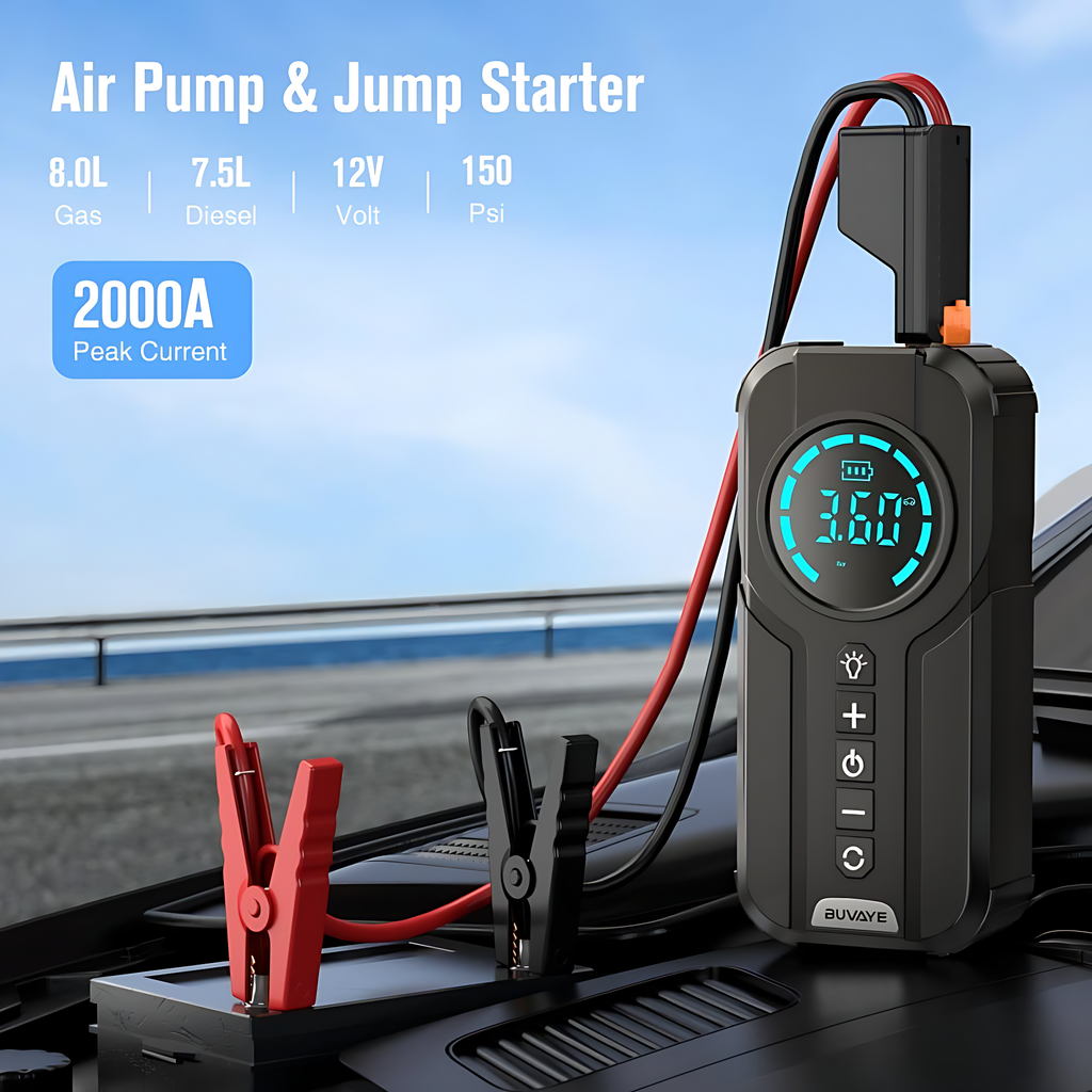🚗 Dead Battery or Flat Tyre? Jump Starter + Air Pump Gets You Back on Road in Minutes