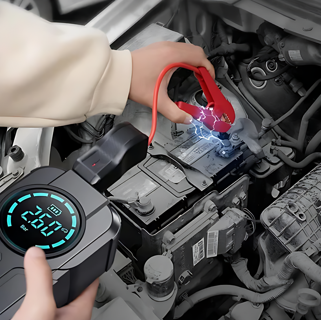 🚗 Dead Battery or Flat Tyre? Jump Starter + Air Pump Gets You Back on Road in Minutes